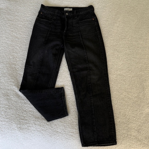 Levi's REVOLVE Altered Straight Leg Black Jeans Distressed Size 27 - Picture 7 of 14